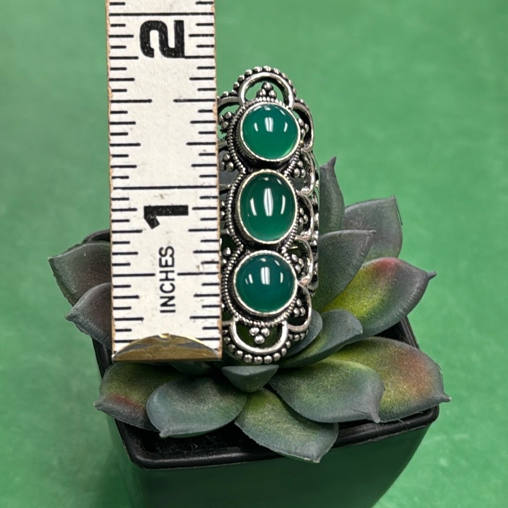Green Chalcedony Silver Ring - image 8